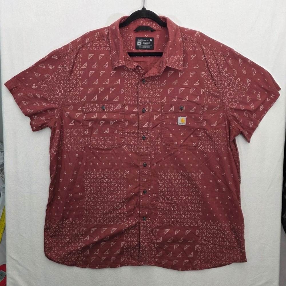 Carhartt Relaxed Fit Bandana Shirt 2XL Red Cotton Stretch Workwear TW6403-M